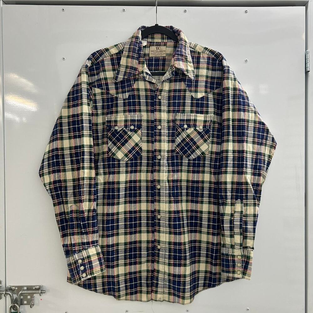VTG 80s/90s multi color western-style madras plaid flannel Pearl snap shirt